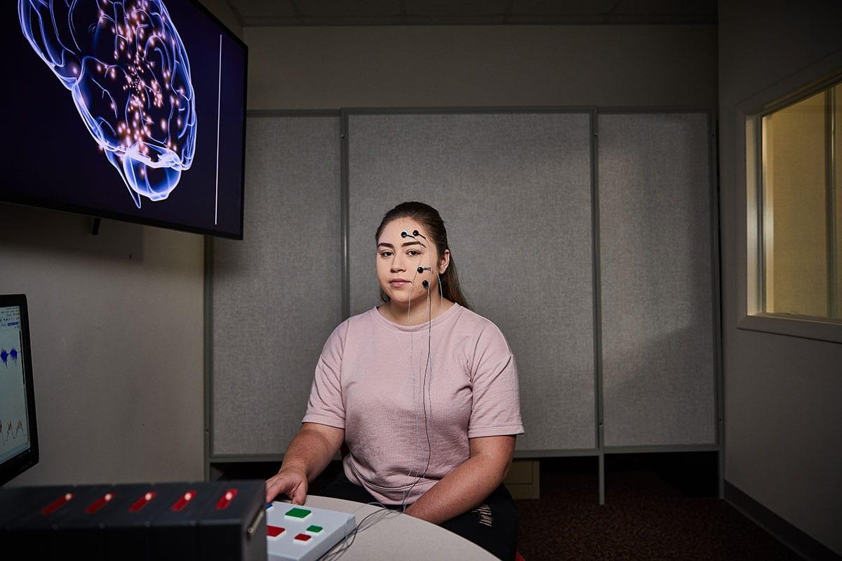 psychology student working in a professional lab