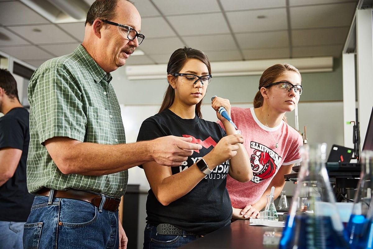 students in a lab